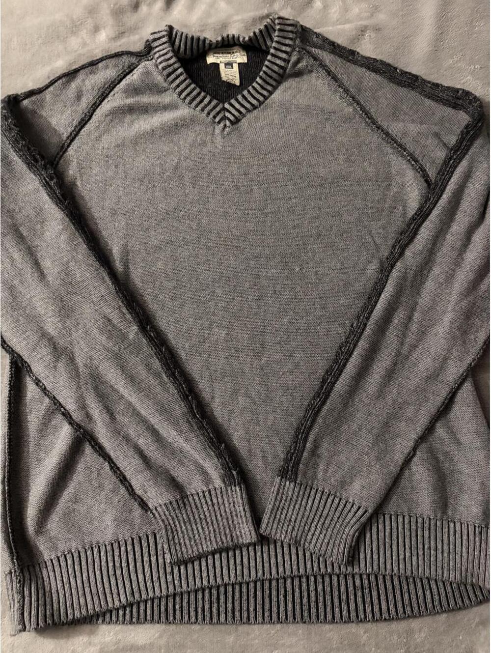 American Rag Cie Men's Grey and Brown Jumper